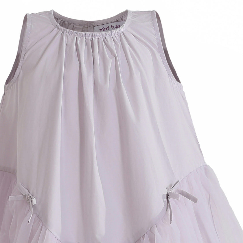 Purple Marielle Layered Bow Tulle Dress