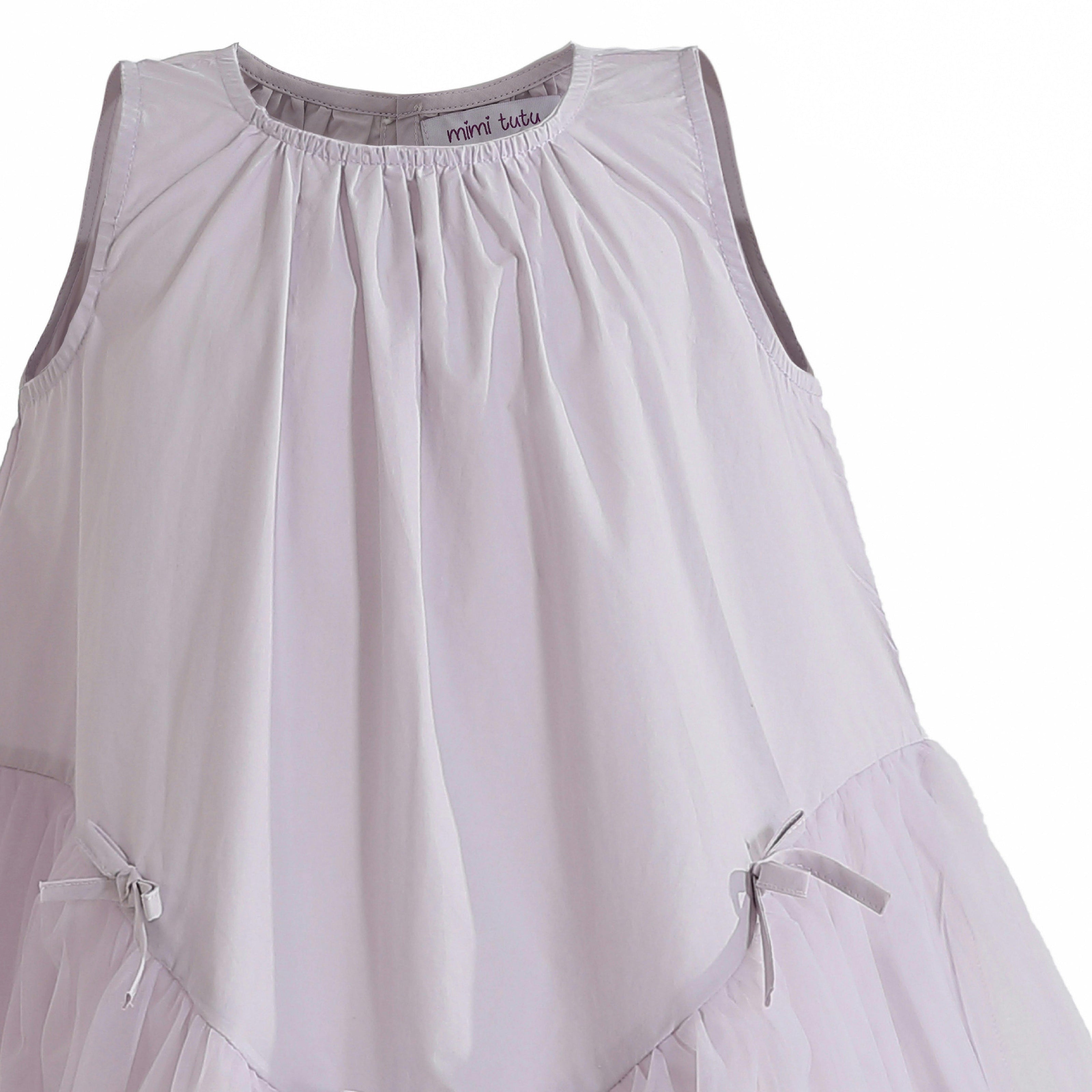 Purple Marielle Layered Bow Tulle Dress