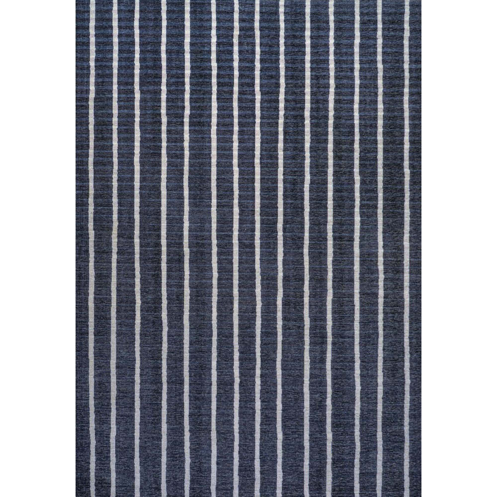 Rand Distressed Ticking Stripe Machine-Washable Area Rug, Navy