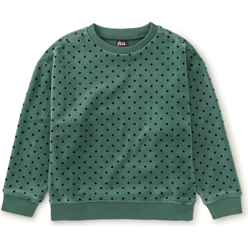 Relaxed Velour Pullover, Green