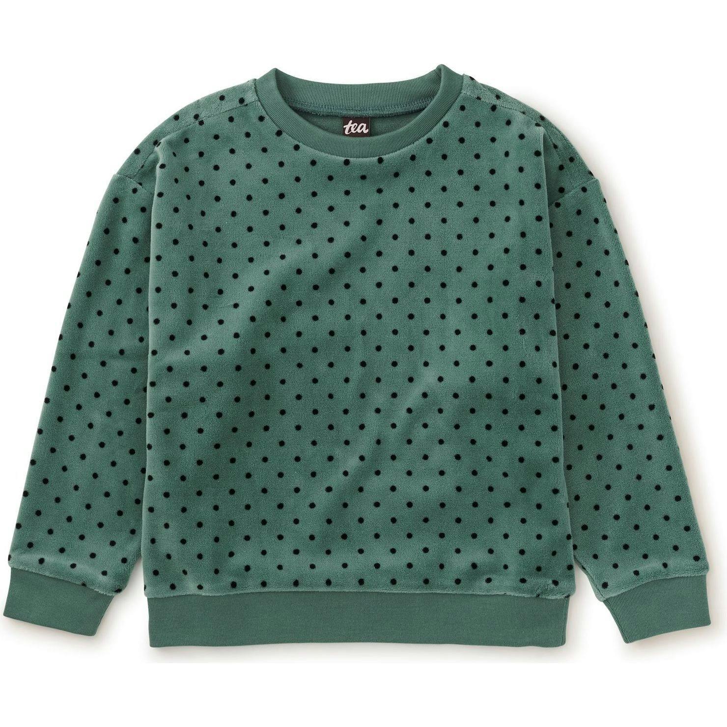 Relaxed Velour Pullover, Green