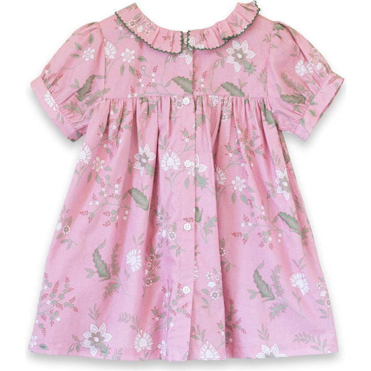 Toddler Emily dress with Lace trim | Pink and Green Fern