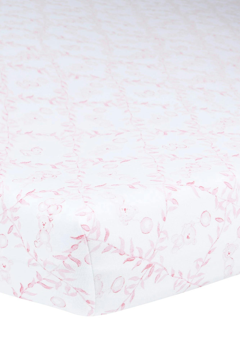 Pink Bears Trellace Crib Sheets