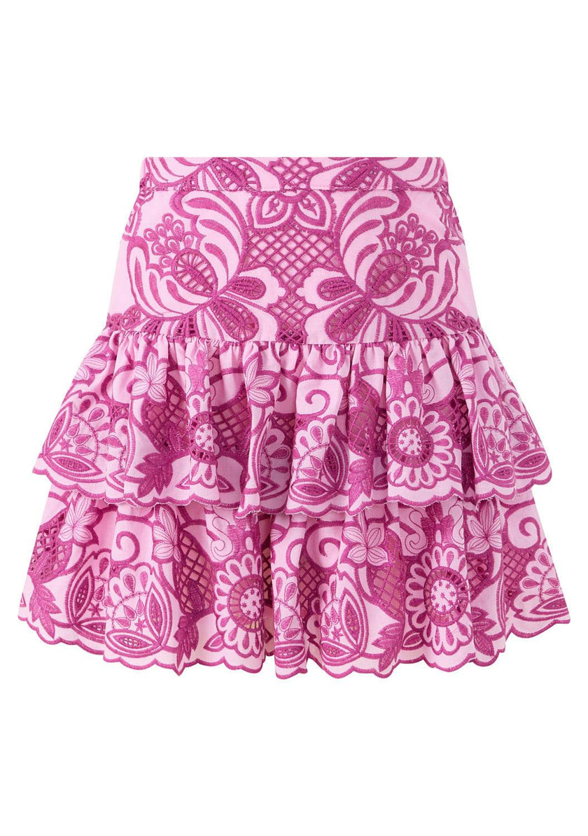 Alora Embroidered Frill Mini Skirt