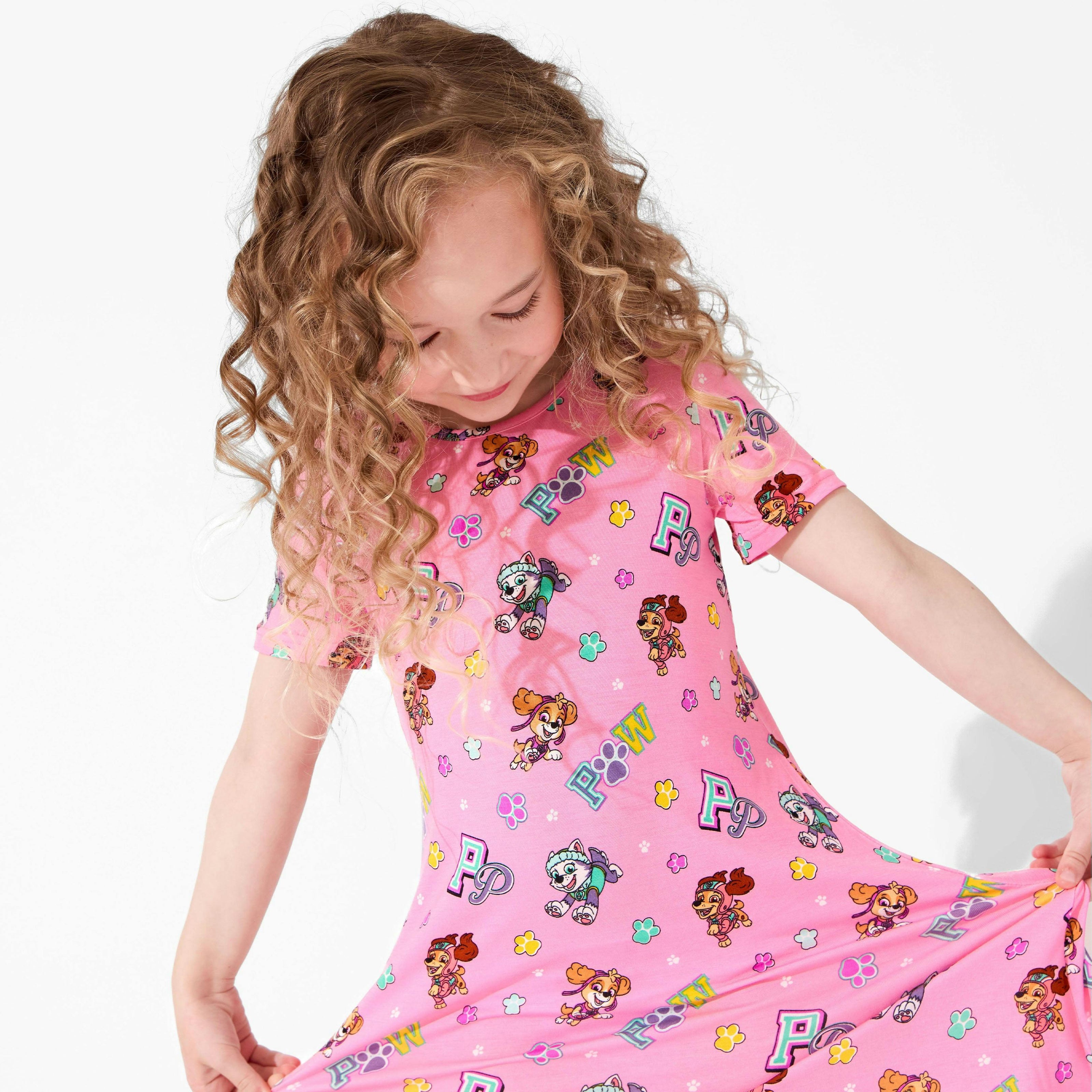 PAW Patrol: Varsity Pink Bamboo Girls' Short Sleeve Dress