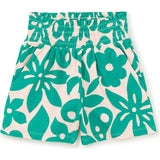Paperbag Smocked High-Waist Mid-Thigh Shorts, Multi