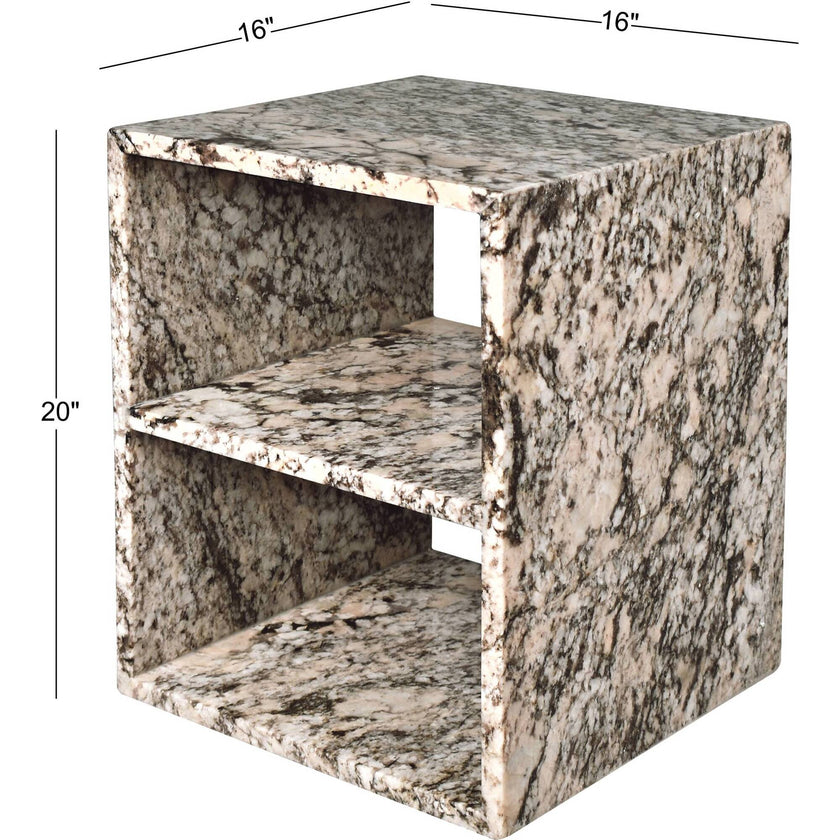 Sloane 20" Modern Natural Marble Handmade Rectangular 2-Shelf End Table