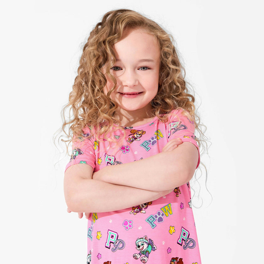PAW Patrol: Varsity Pink Bamboo Girls' Short Sleeve Dress