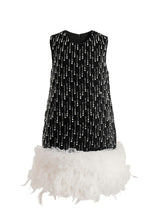 Black & White Feathered Glam Dress