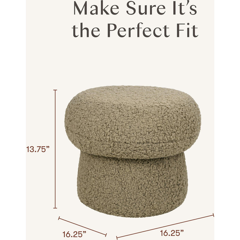 Mini Mushroom Pouf in Latte Teddy Loop
