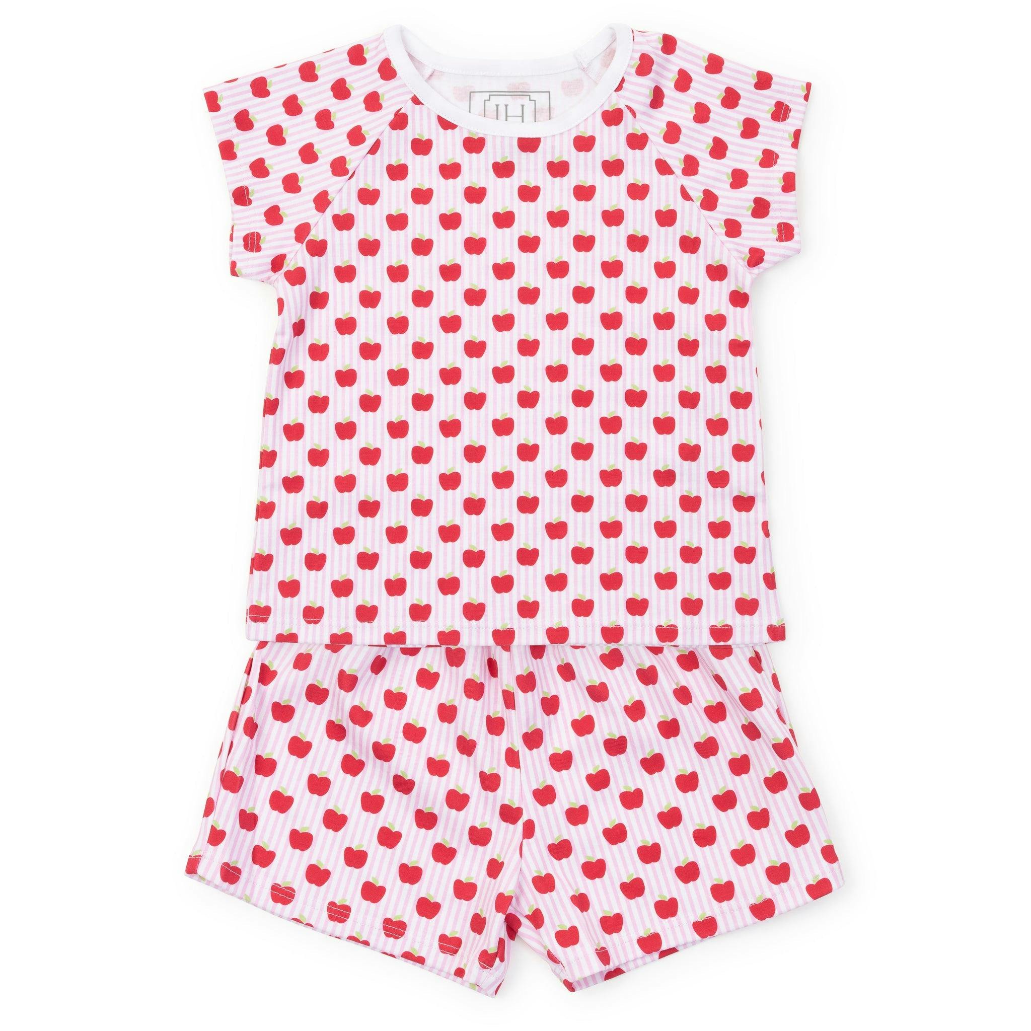 Emery Girls' Short Set - Schoolhouse Apples Pink
