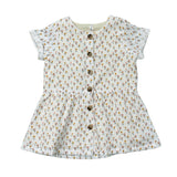 Girls Gauze Button Dress in Mini Daisy on Cream