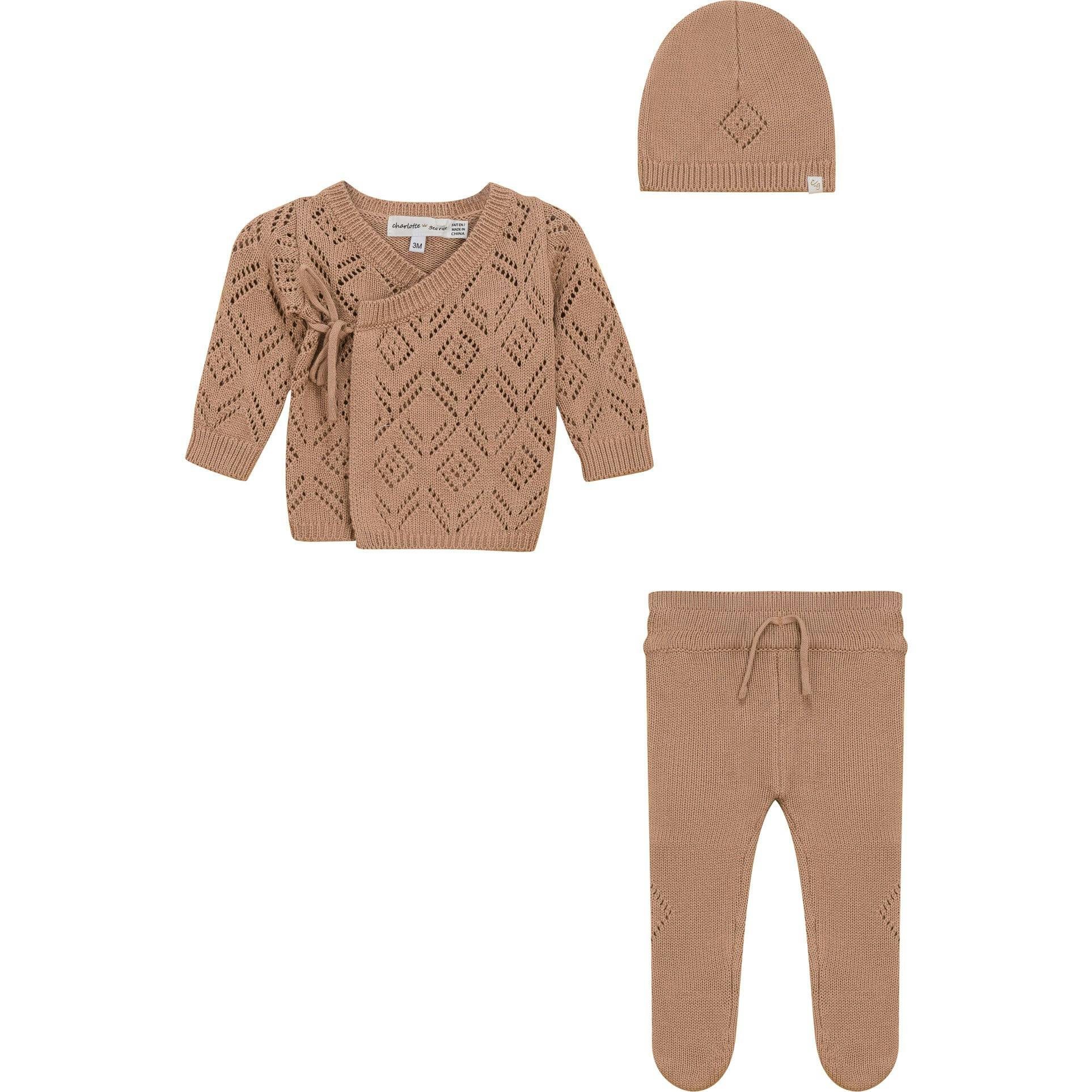 Pointelle Knit 3Pc Set Ivory