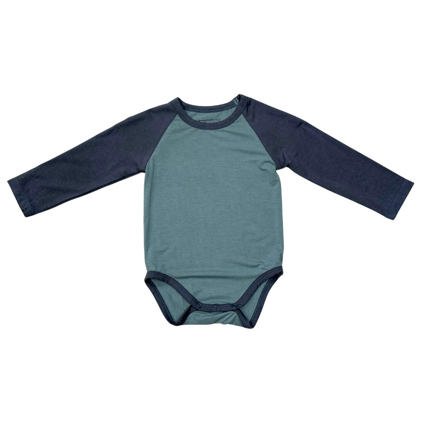 Baby Boy Long Sleeve Raglan Bodysuit in Nightfall