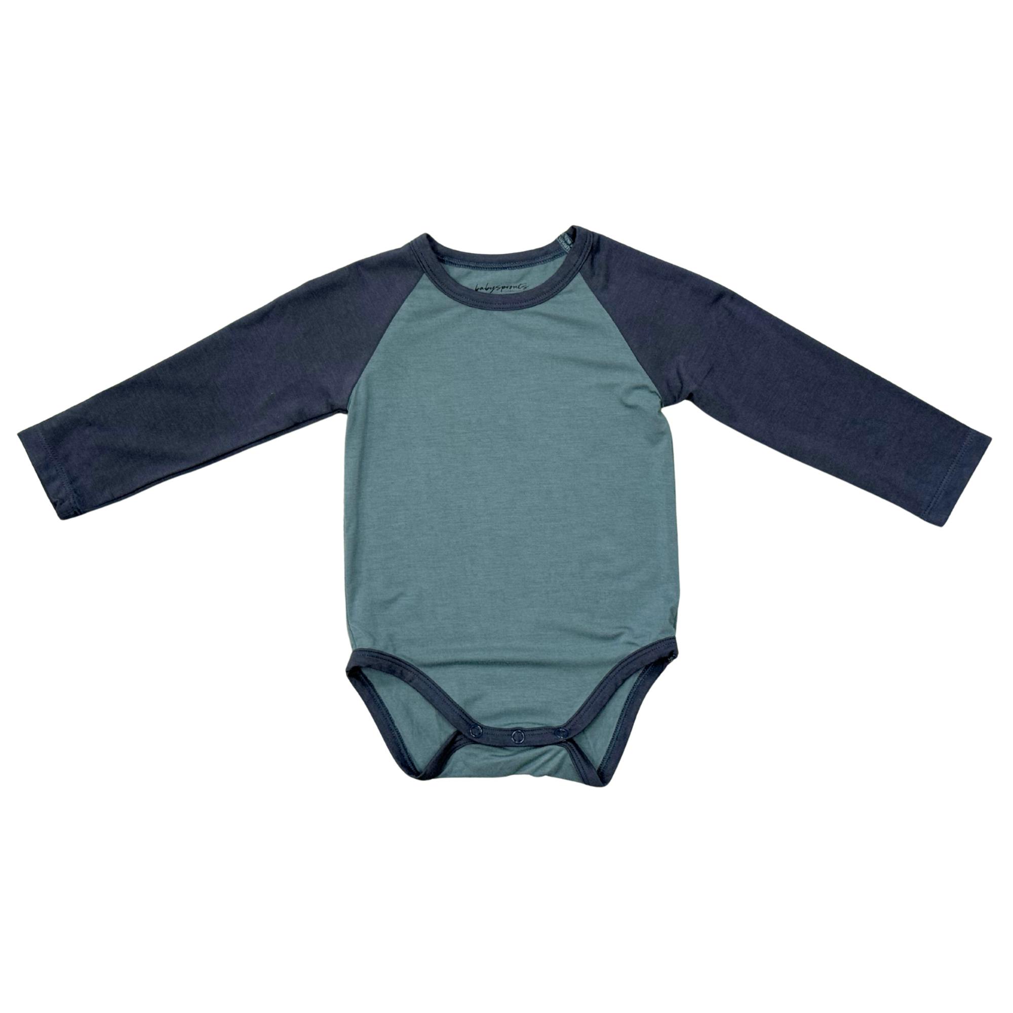 Baby Boy Long Sleeve Raglan Bodysuit in Nightfall
