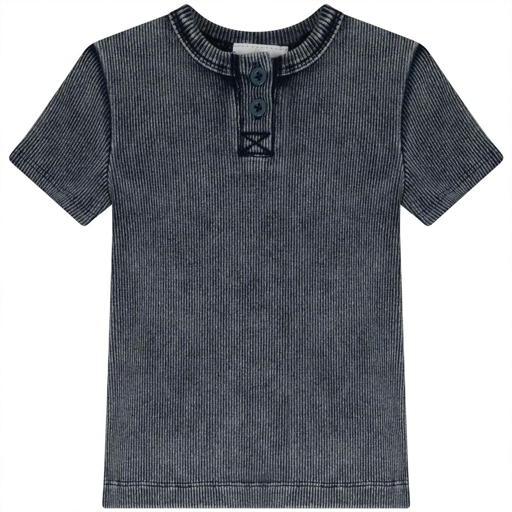 Wash Denim Henley T- Shirt