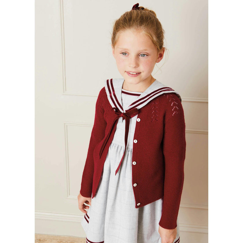 Openwork Cardigan In Burgundy (6mths-10yrs)