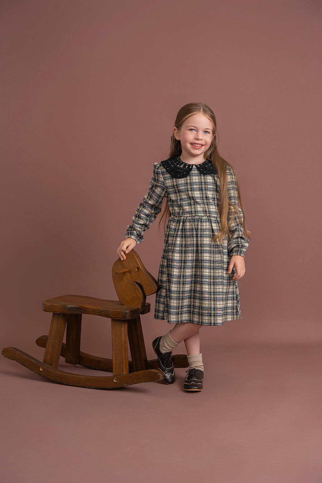 Stretch Plaid High Waist Dress Ash Rose