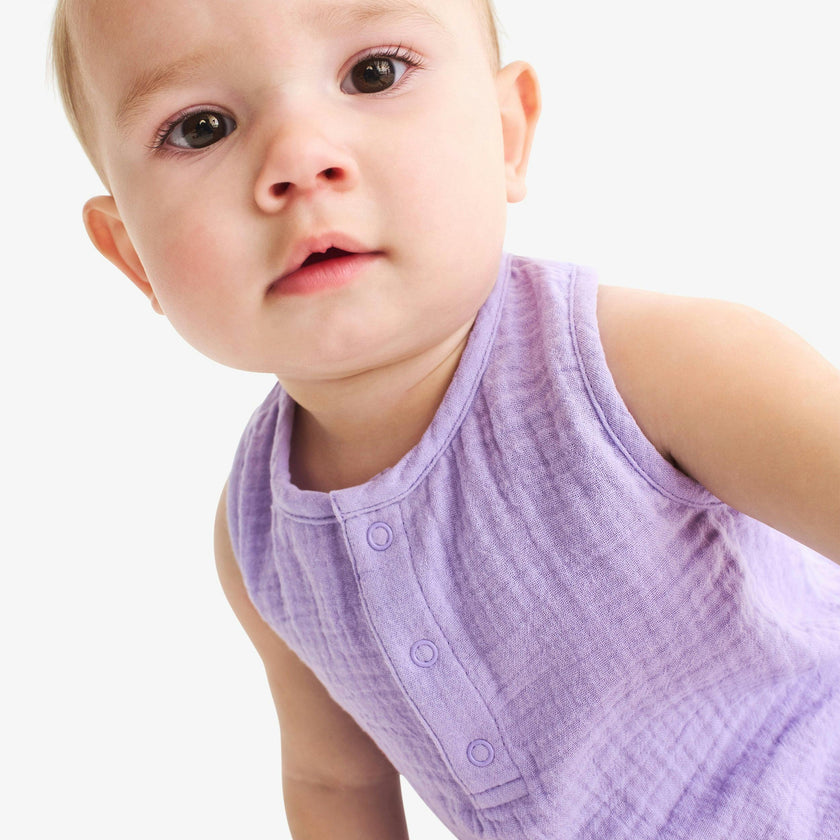 Clearance baby cotton gauze henley bubble shortie