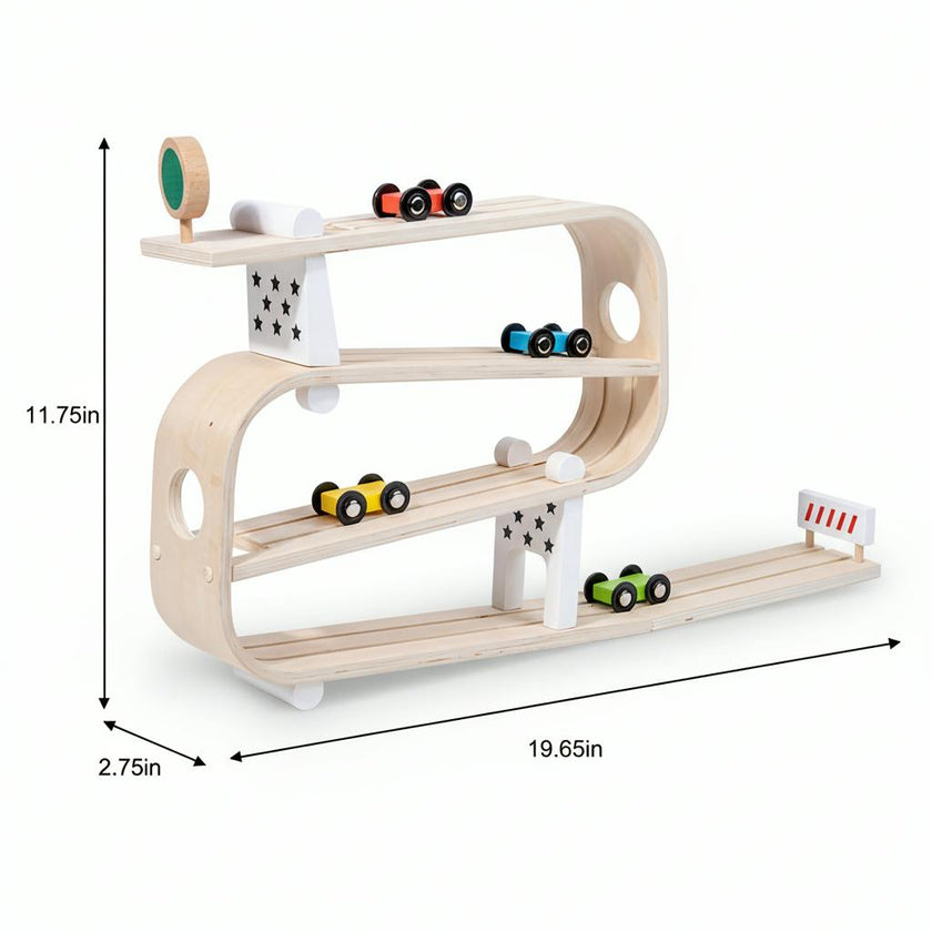 Avenlur Wooden Car Ramp Racer | Montessori Rolling Track Toy for Toddlers