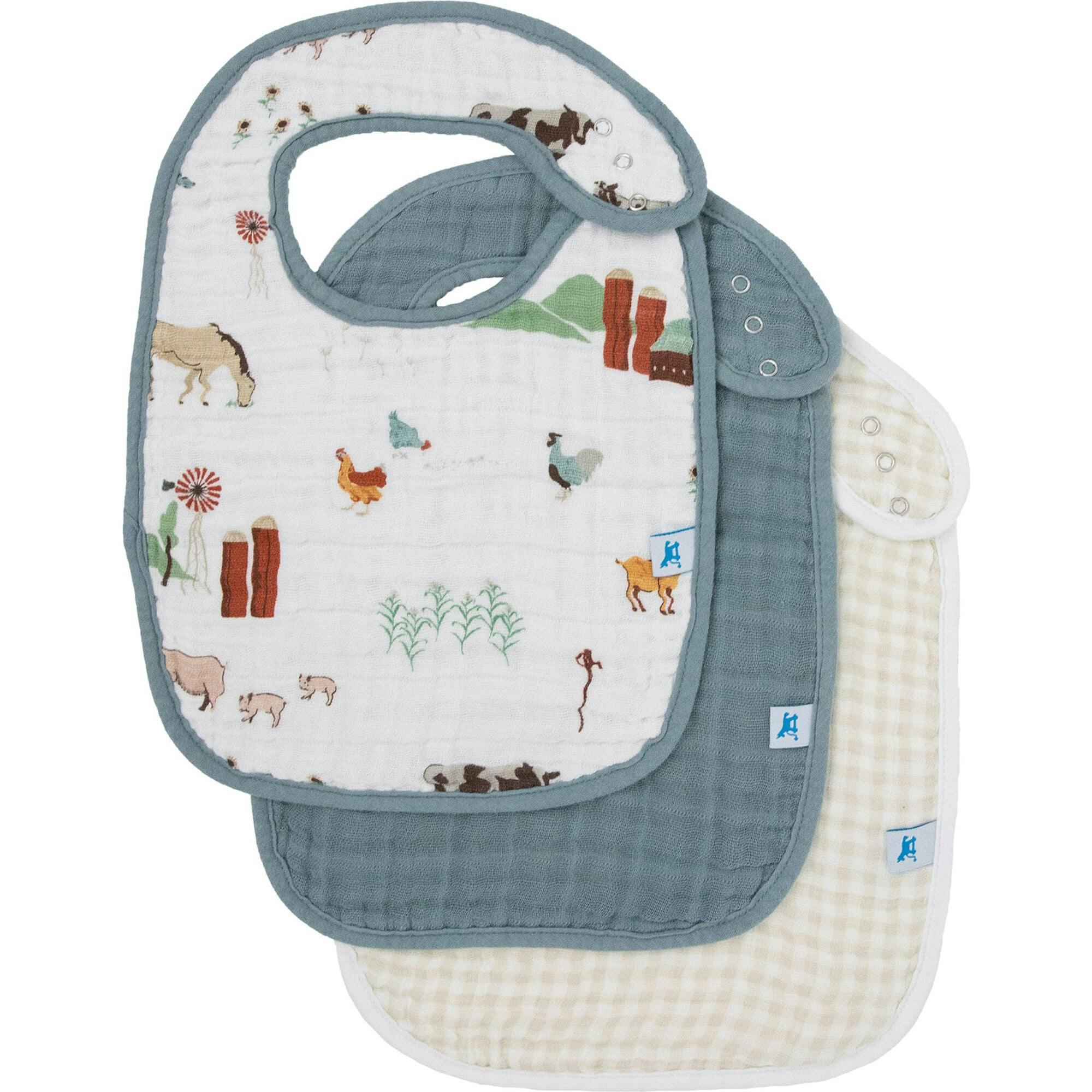 Cotton Muslin Classic Bib 3 Pack - Farmyard