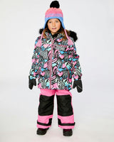 Two Piece Play Snowsuit Black Zebra Print With Pink Pants