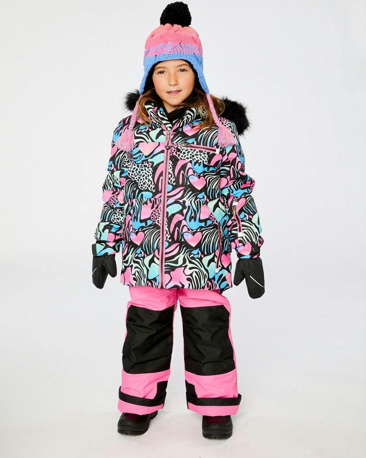 Two Piece Play Snowsuit Black Zebra Print With Pink Pants