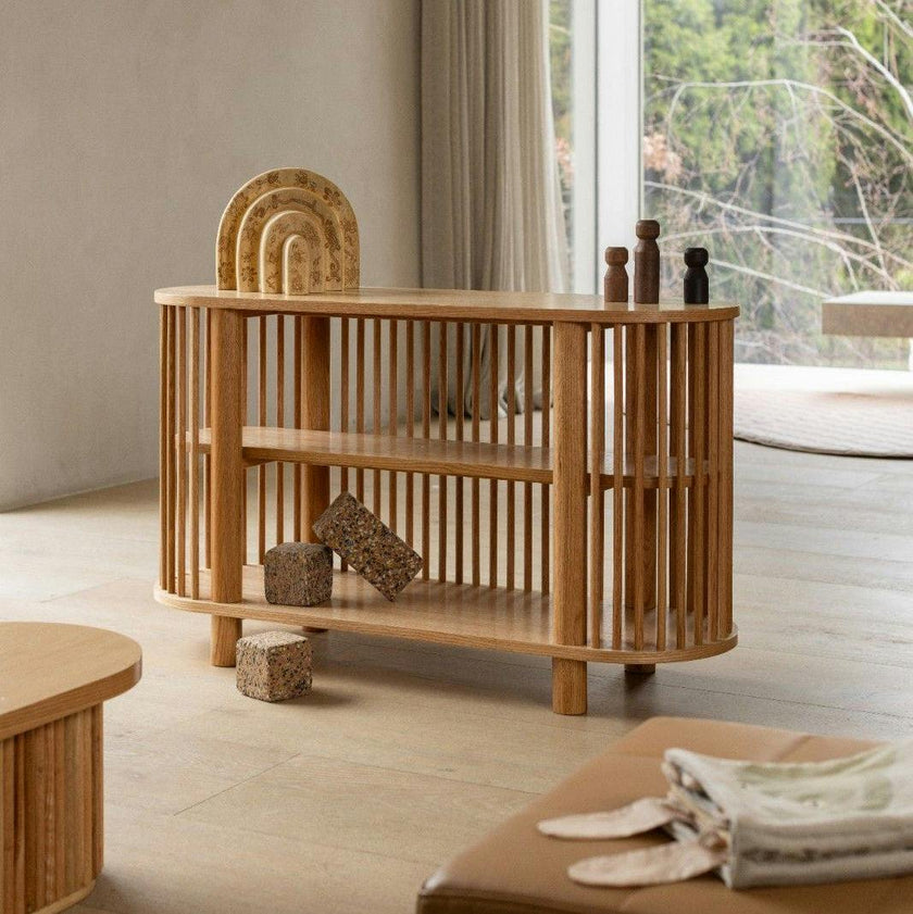 Oak Two Tiered Fluted Shelf