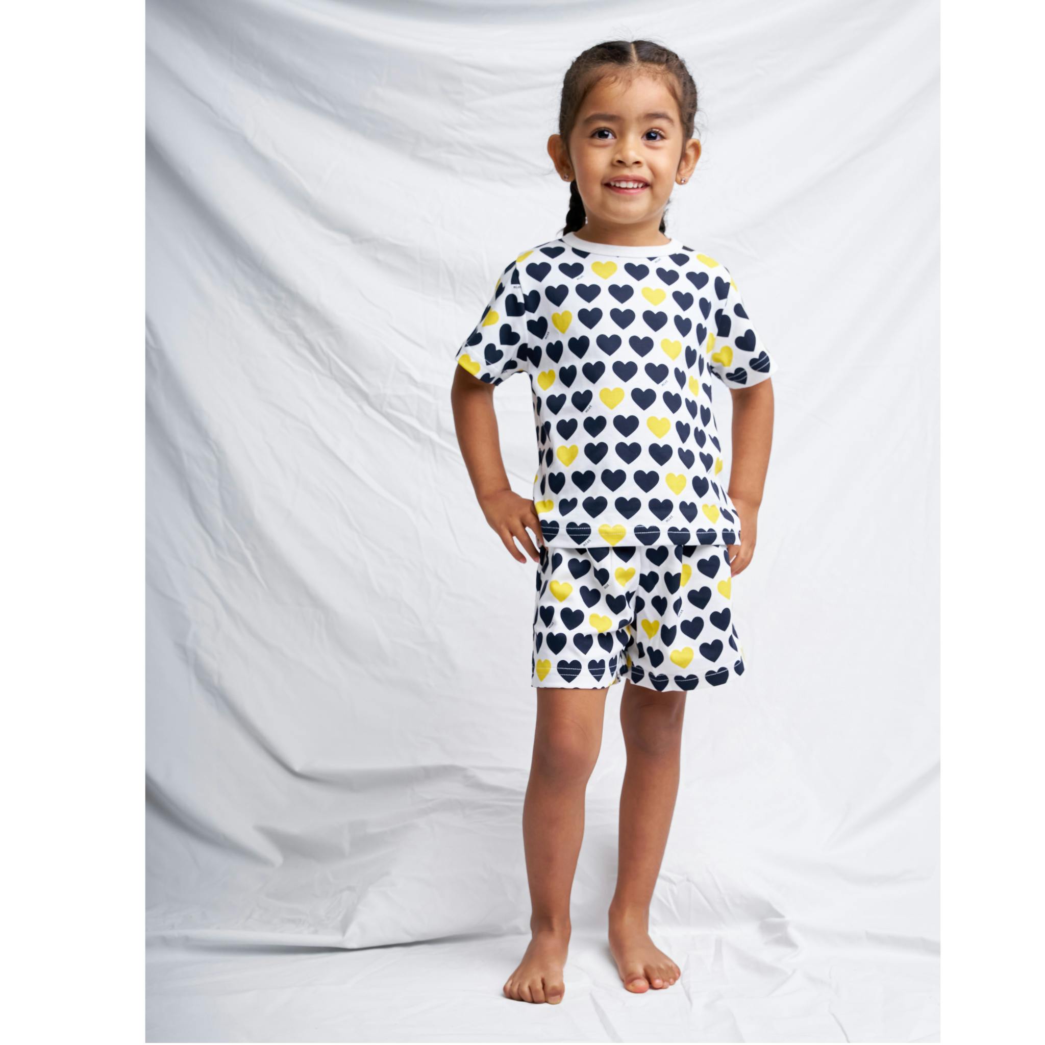 Black & Yellow Hearts Short Pajama set