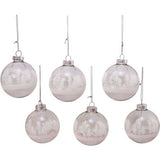 80MM Clear with White Tree Design Glass Ball Ornaments
