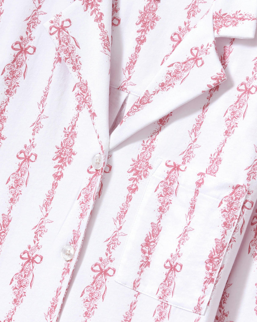 The Olivia Wide Leg Pima Pajama Set in Pink Mayfair Toile