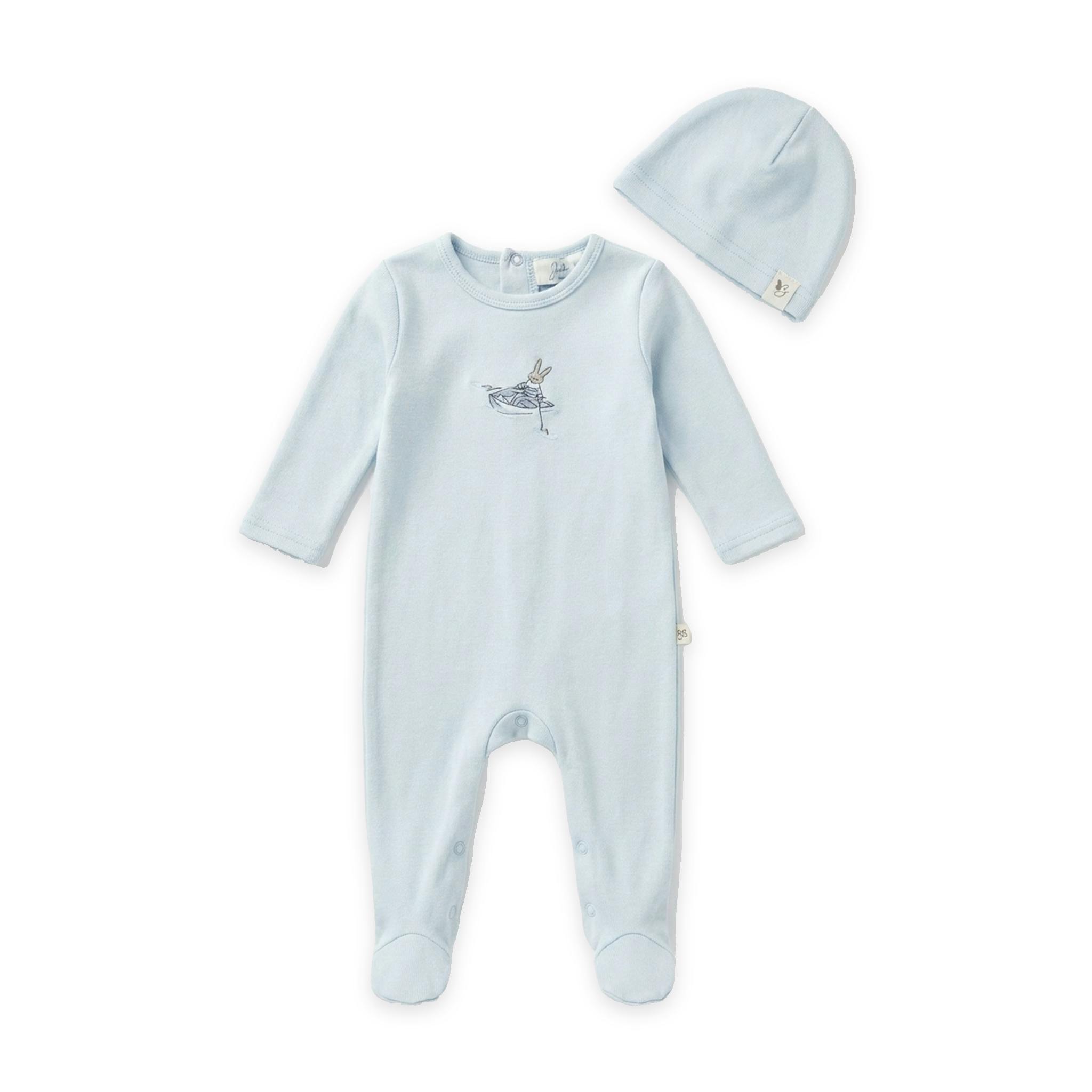 Sail Boat Bunny Print Footie
