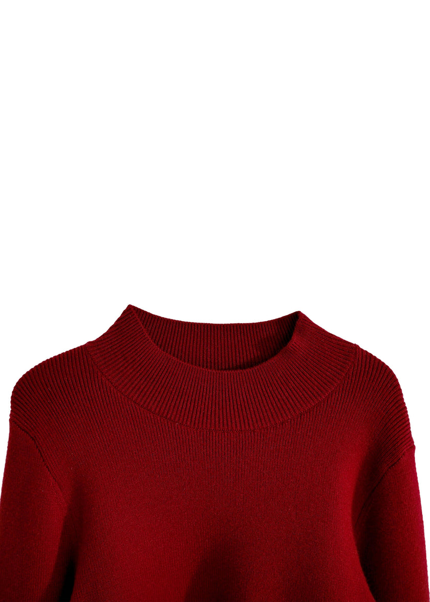 Ruby Red Ruffle-Knit Sweater