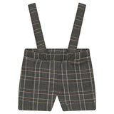 Woven Elastic Waist Plaid Overalls