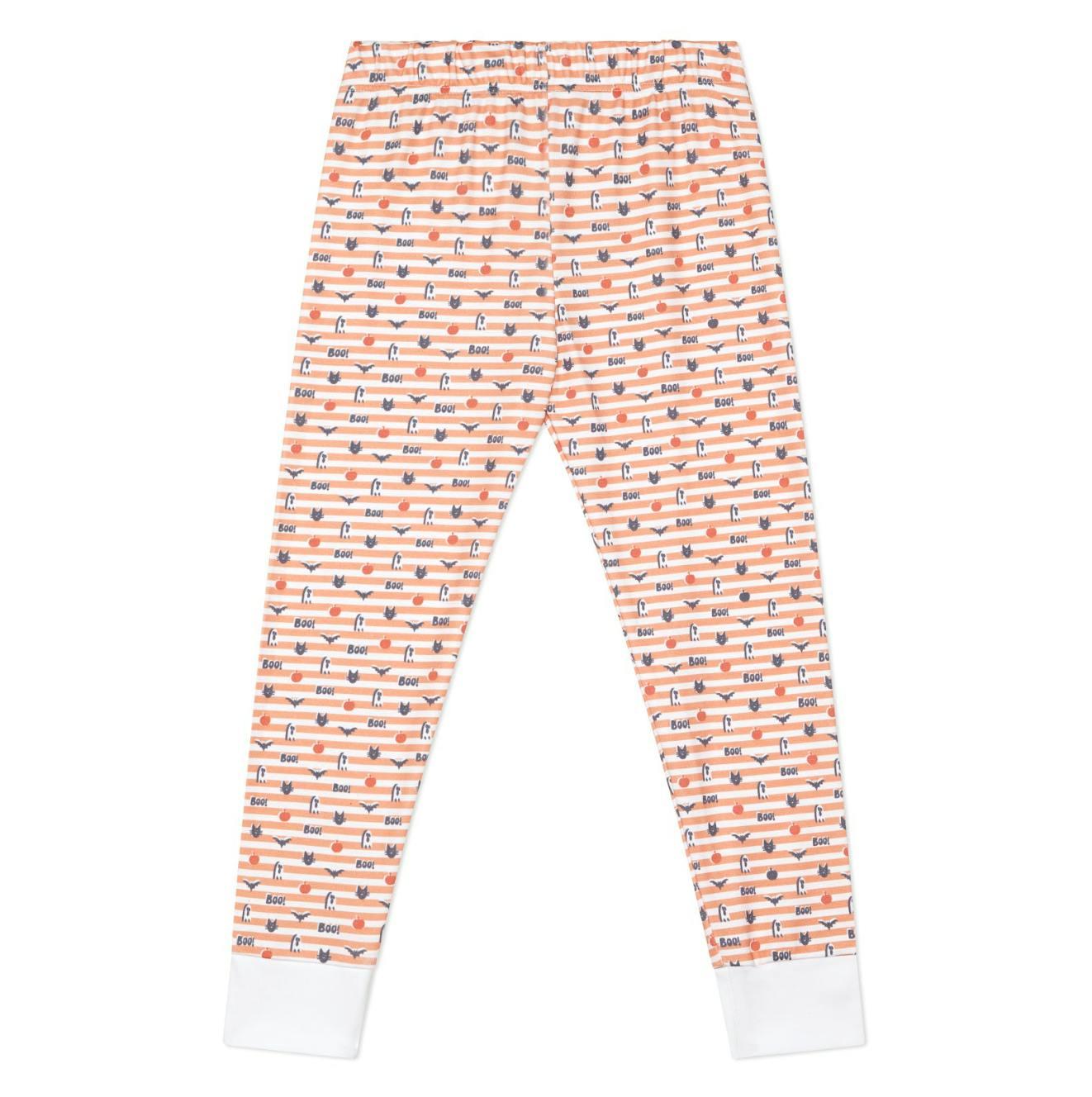 Pumpkin Stripe Halloween Two Piece Kids Henley Pajamas