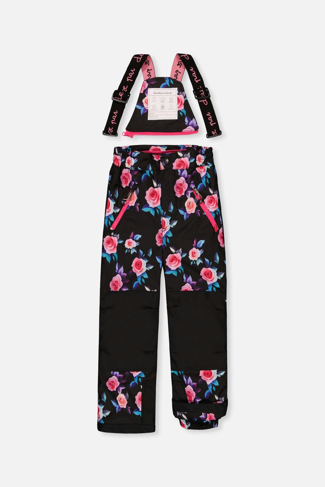 Two Piece Play Snowsuit Black Rose Print