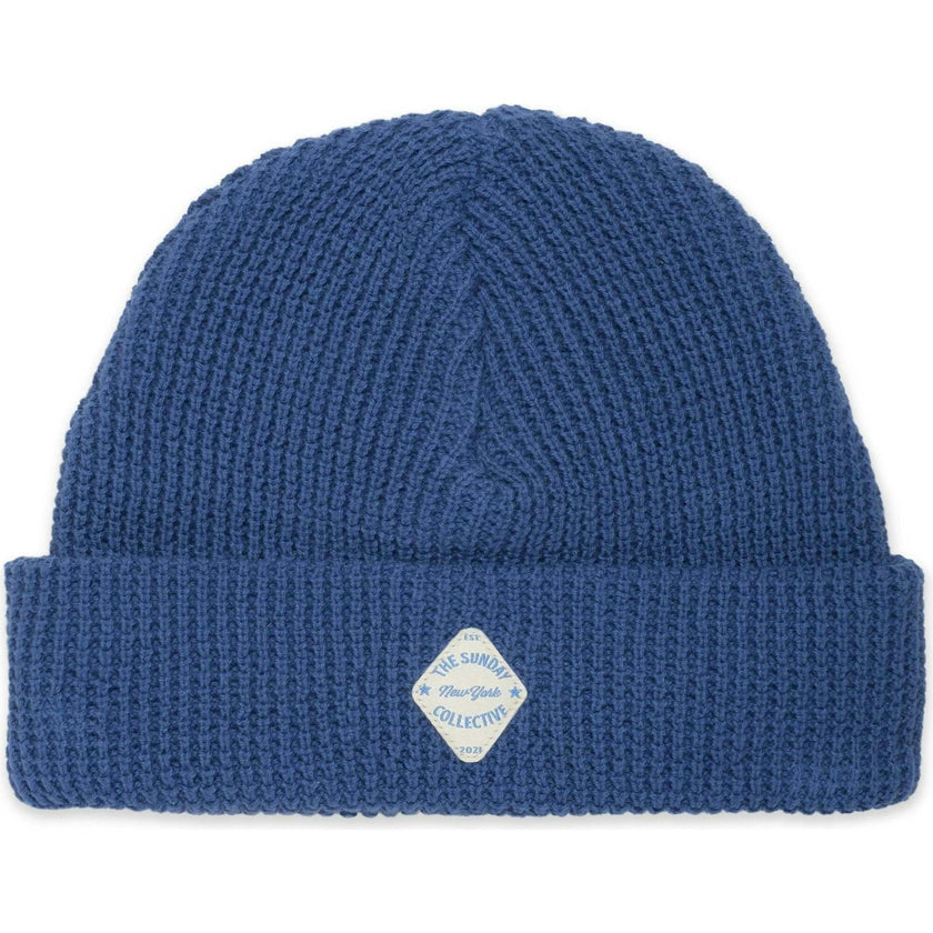 Organic Waffle Knit Beanie in Blue Note