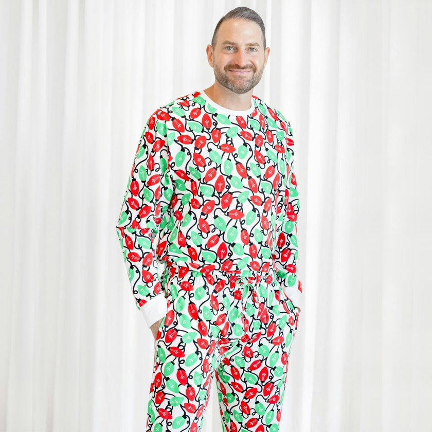 Organic Adult Men's Pajamas - Holiday Lights