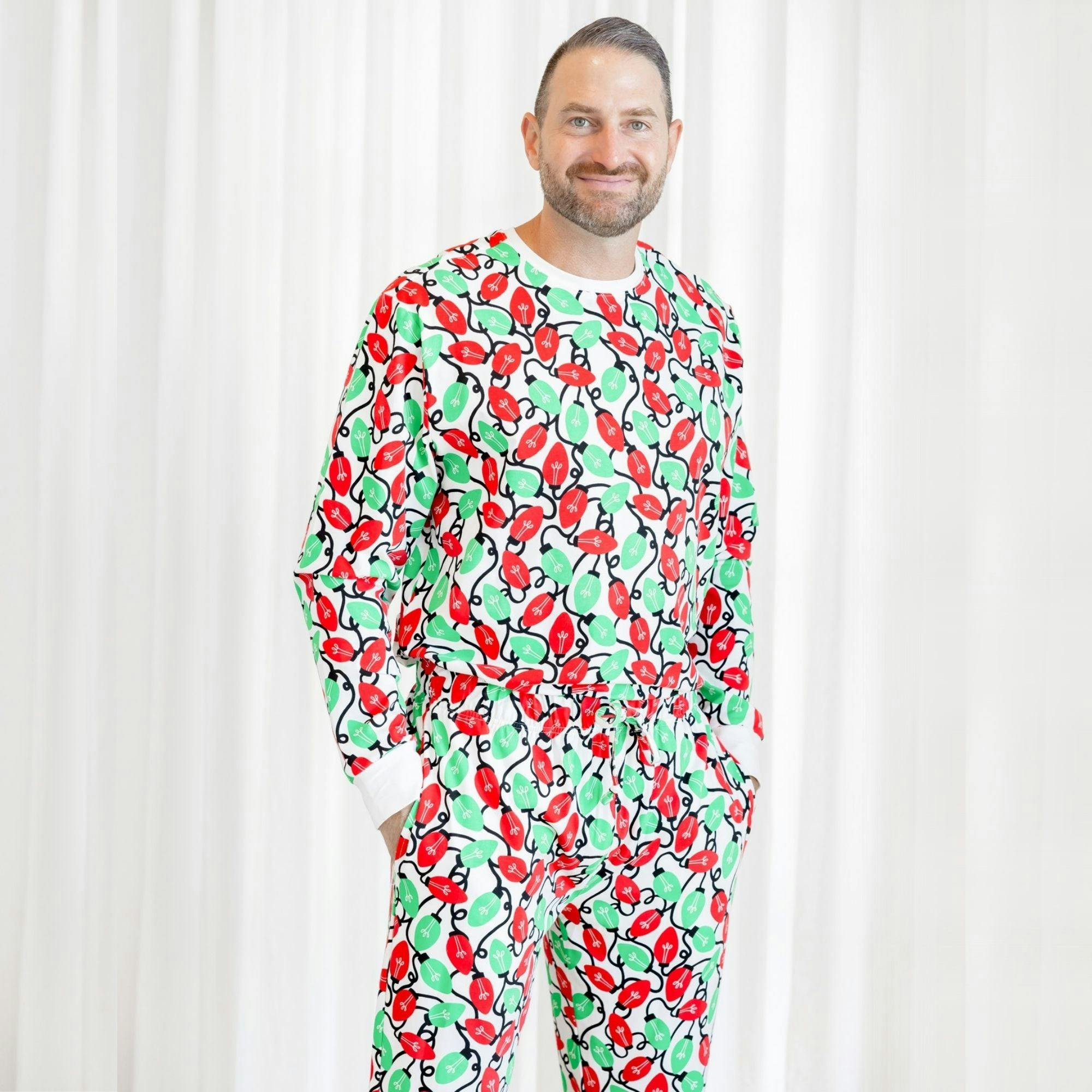 Organic Adult Men's Pajamas - Holiday Lights