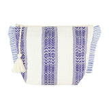 La Plage Ruffle Pouch Navy Dobby Stripe, blue