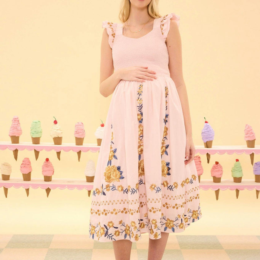 Hattie Dress in Embroidered Spring Floral