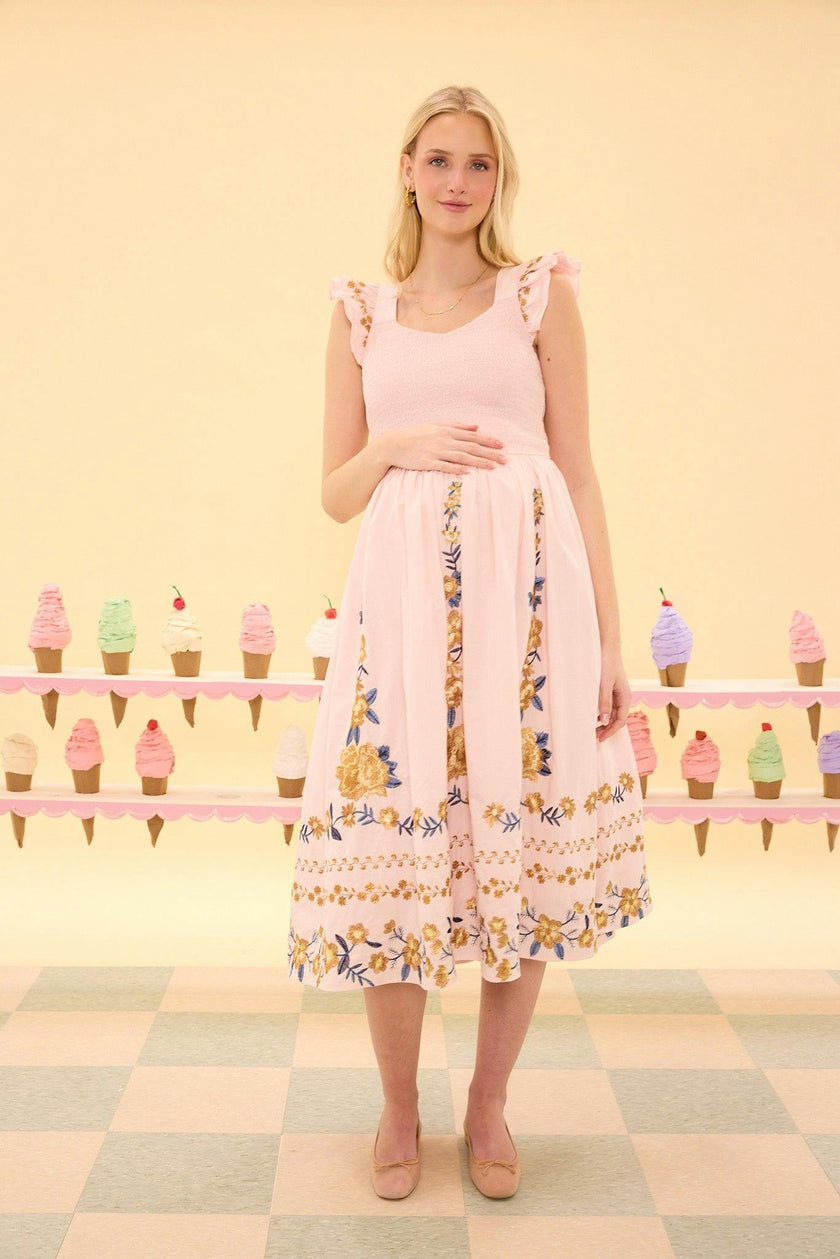 Hattie Dress in Embroidered Spring Floral
