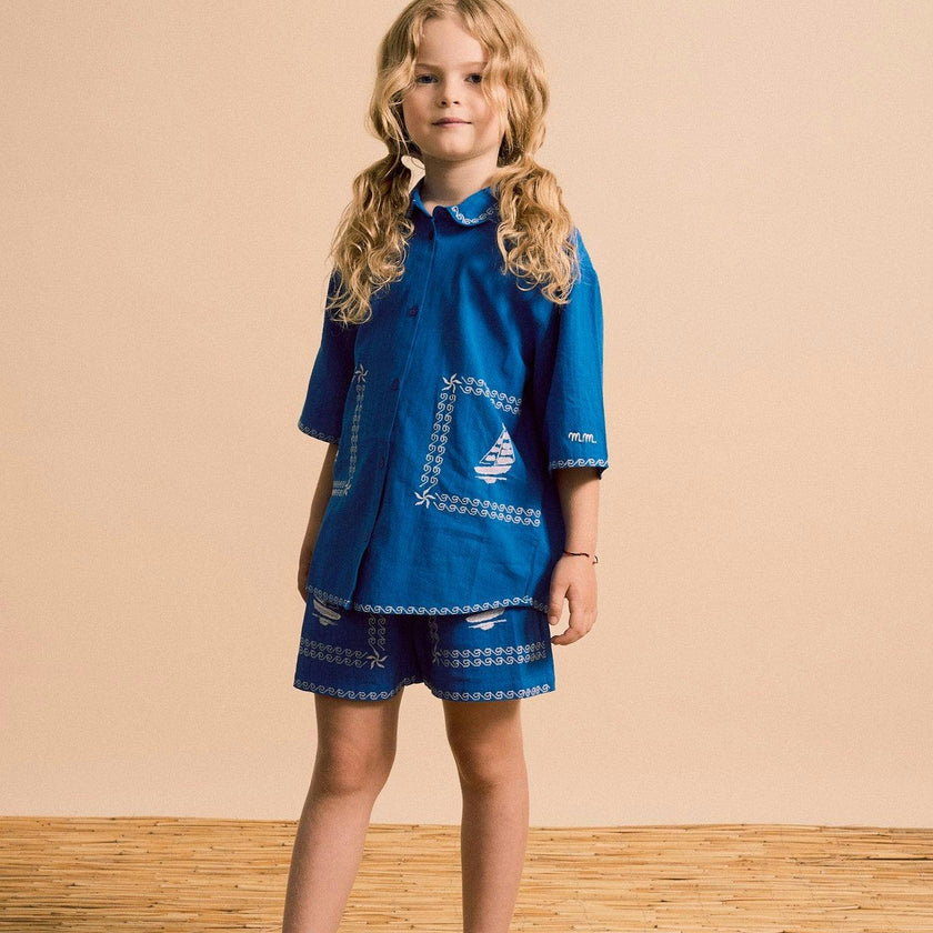 BARCOS EMBROIDERED SHIRT BLUE