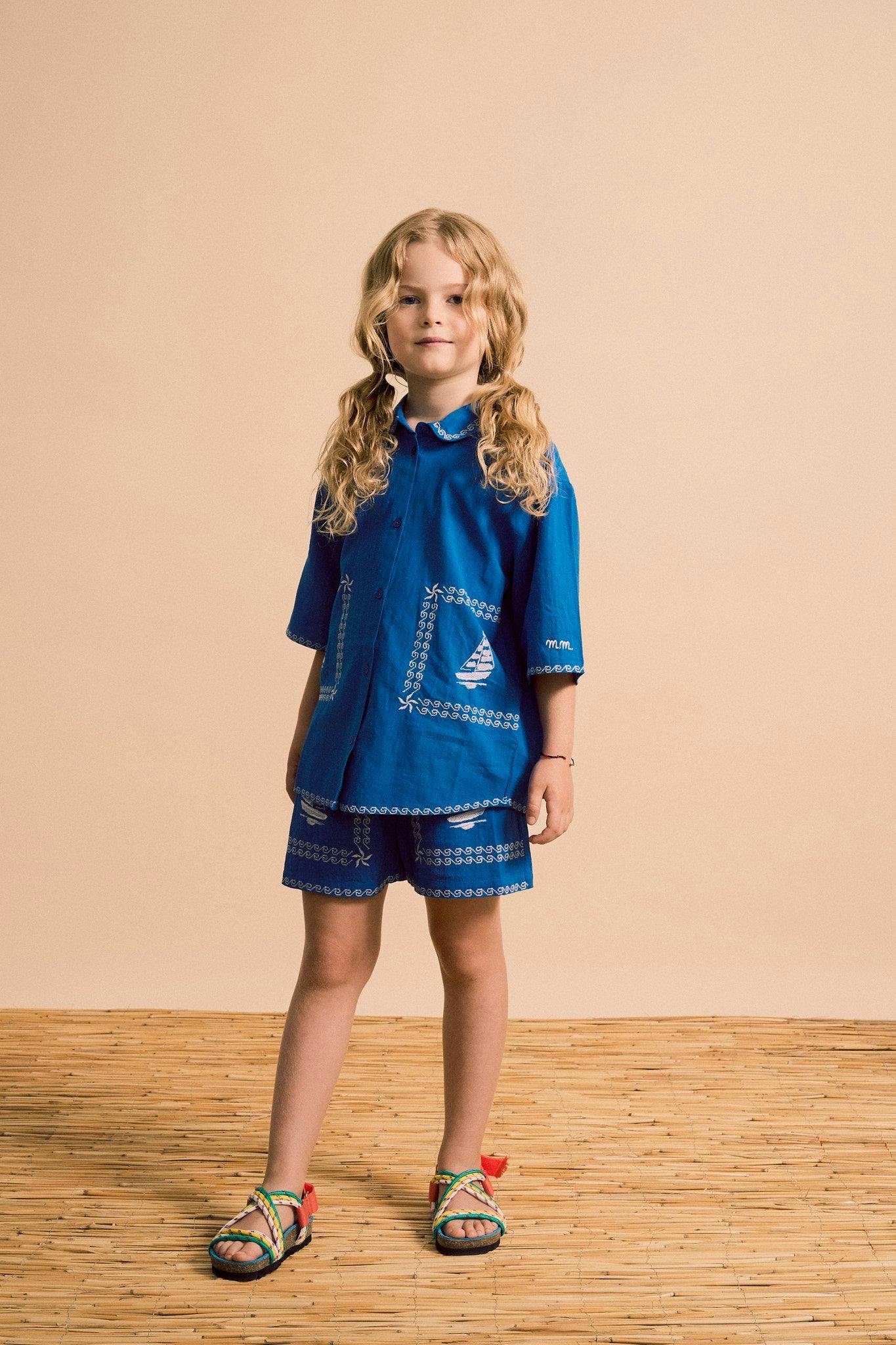 BARCOS EMBROIDERED SHORTS BLUE