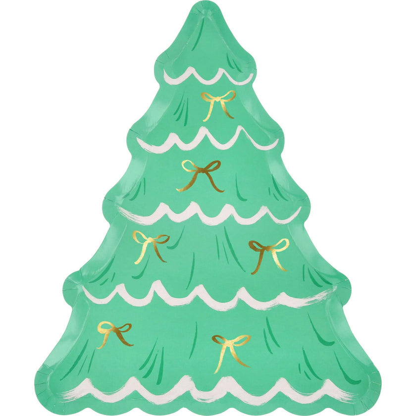 Christmas Tree With Bows Plates