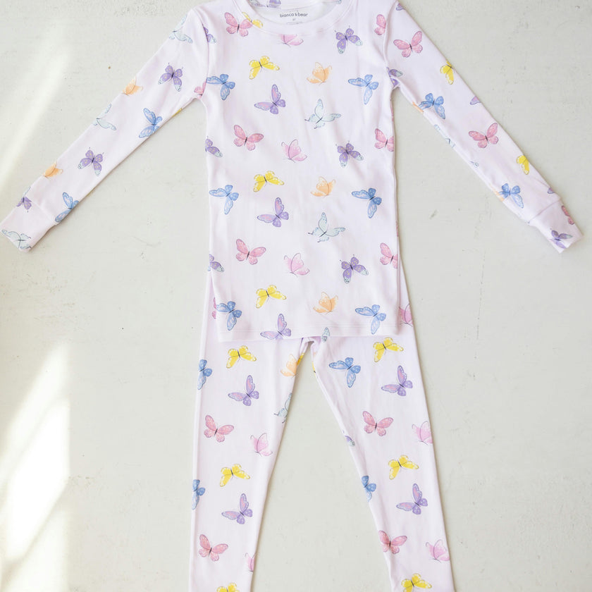 butterfly long sleeve pajama set
