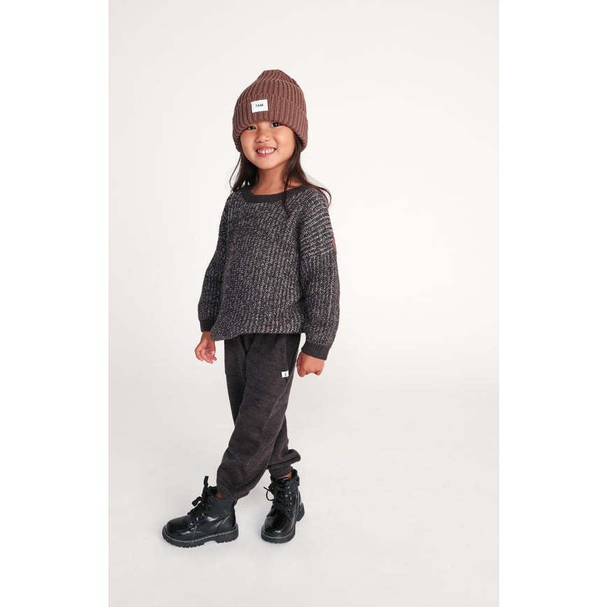 Chunky Ribbed Knit Elastic Waistband Drawstring Relaxed Fit Joggers