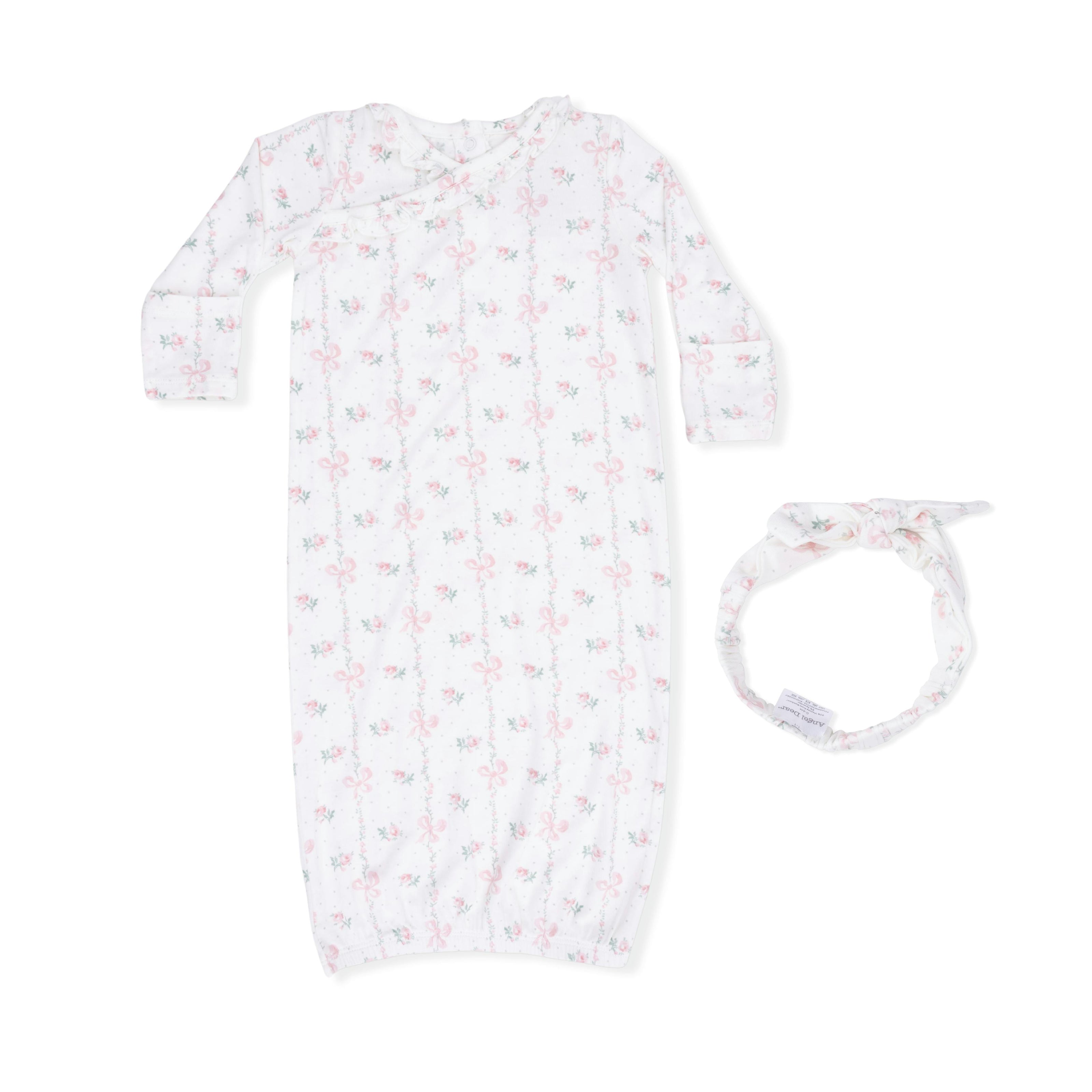 Dainty Buds and Bows - Kimono Gown & Knot Headband