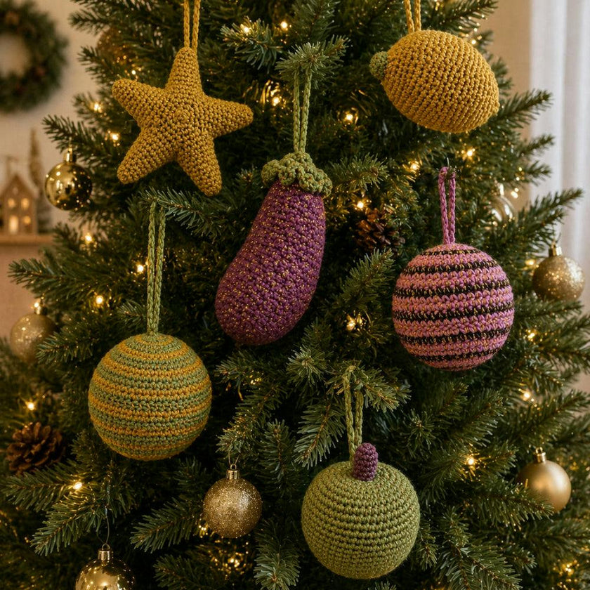 Crochet Christmas Tree Decorations Set
