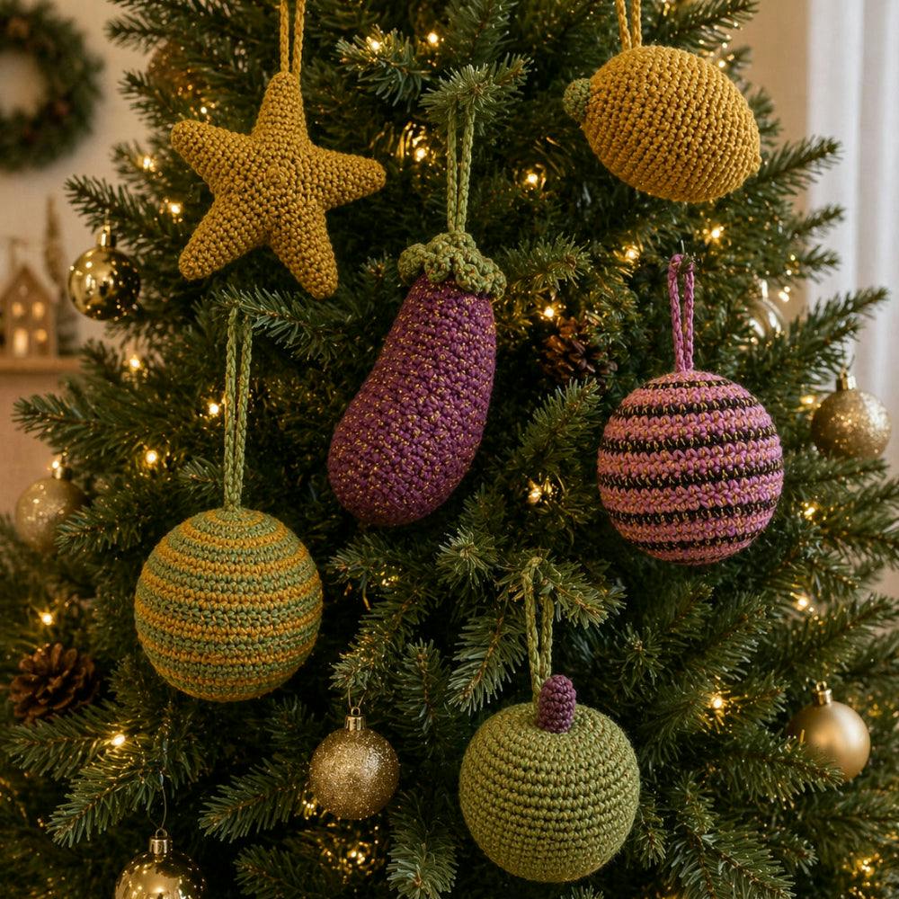 Crochet Christmas Tree Decorations Set